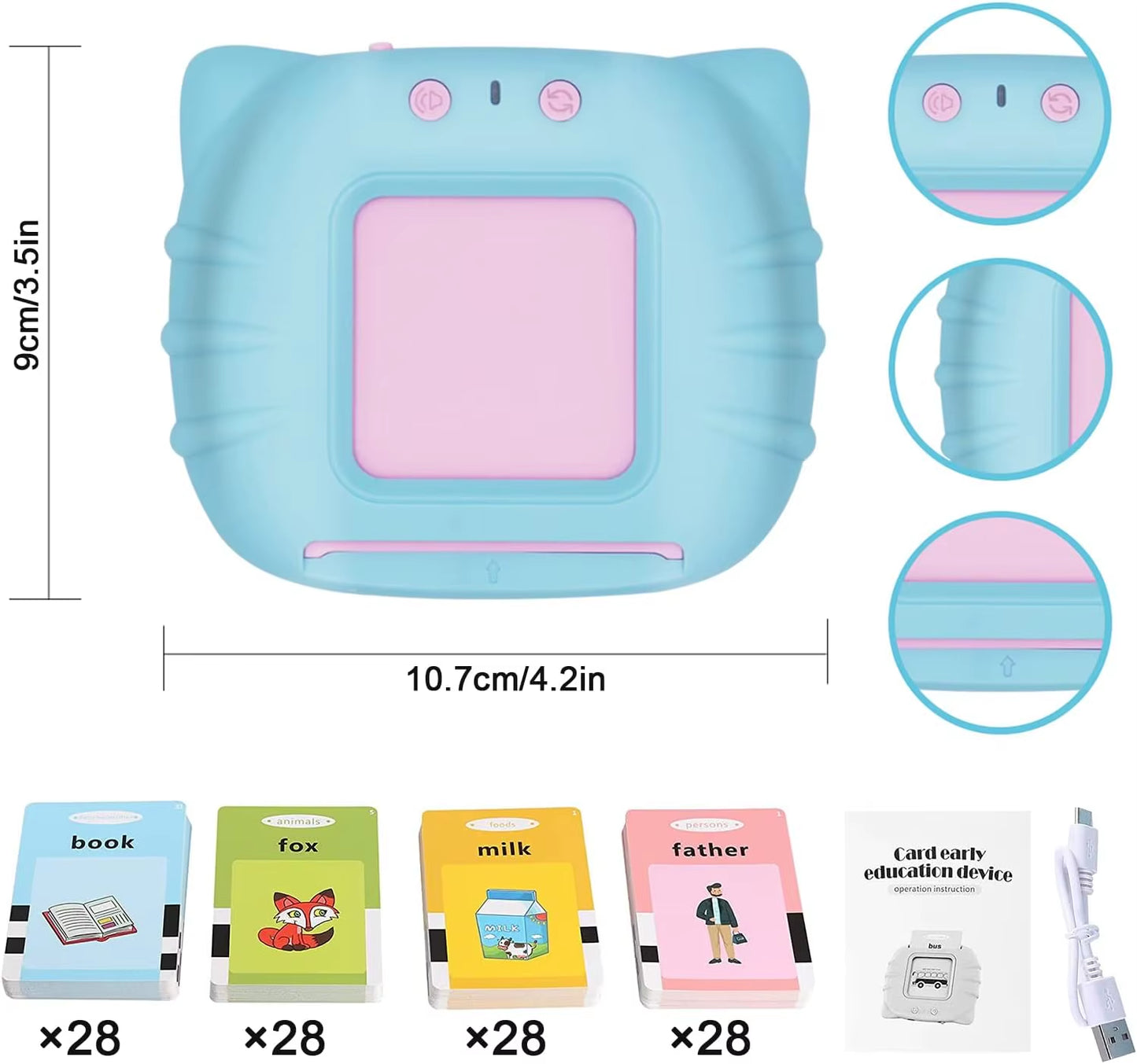 Early Education Flash Card Talking Flashcards for Kids Preschool Electronic Early Education Machine Gift Toddlers Montessori Toy